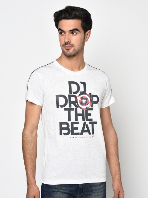

Octave Men White & Navy Printed Round Neck T-shirt