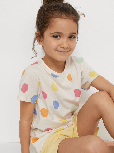 

H&M Girls White Printed T-Shirt
