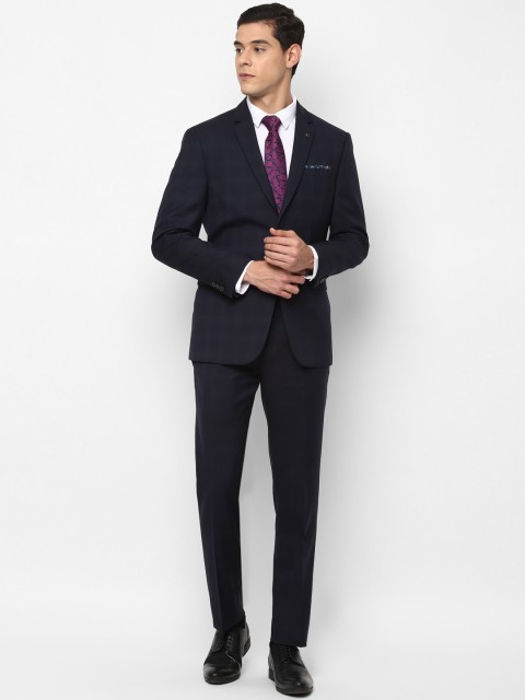 

Allen Solly Men Navy-Blue Checked Slim-Fit Single-Breasted Formal Suit
