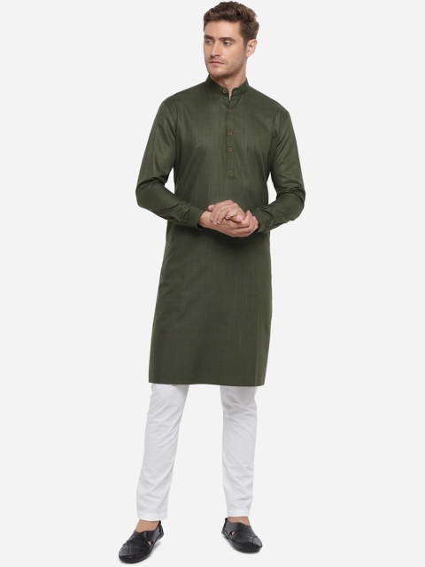 Modi Kurta Men Olive Green Kurtas