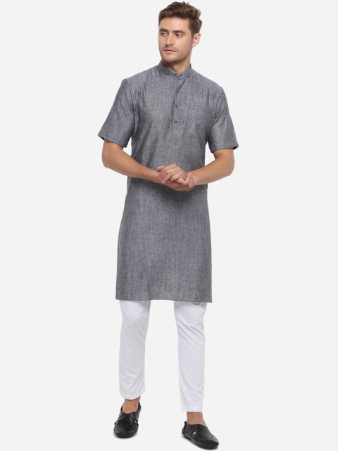 

Modi Kurta Men Grey Melange Kurtas