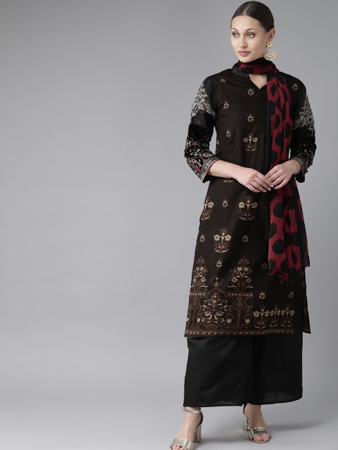 

Ishin Women Black Printed Kurta with Palazzos & Dupatta