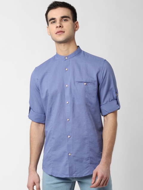 

Peter England Casuals Men Blue Slim Fit Solid Casual Shirt