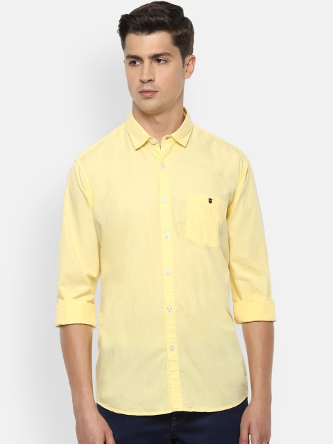 

Louis Philippe Jeans Men Yellow Slim Fit Solid Cotton Casual Shirt
