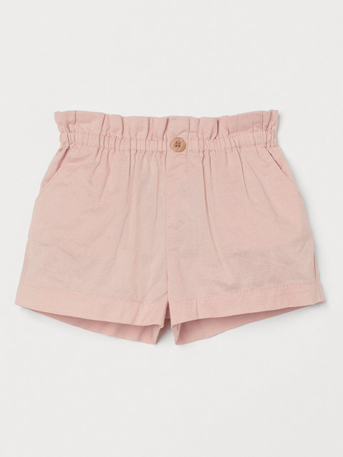 

H&M Girls Pink Solid Paper Bag Shorts