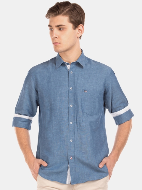 

Arrow Sport Men Blue Solid Cotton Linen Casual Shirt