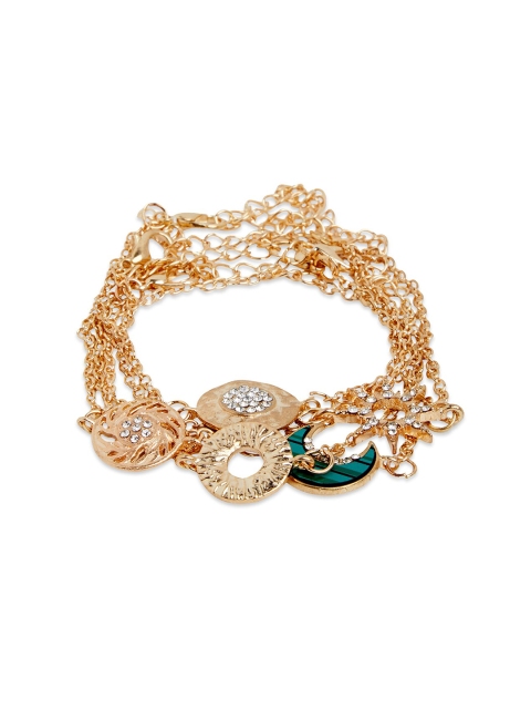 

20Dresses Pack Of 5 Gold-Toned Charm Bracelets