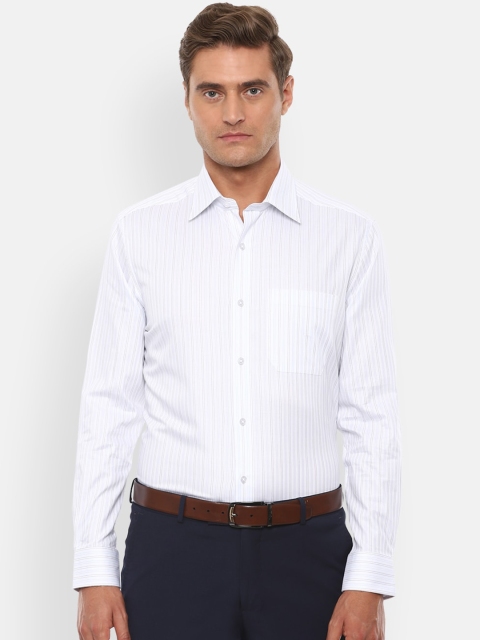 

Louis Philippe Men White Regular Fit Striped Cotton Formal Shirt
