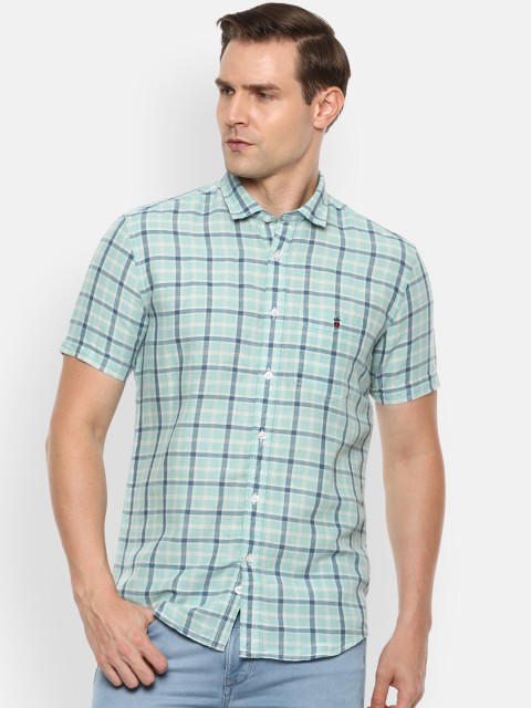 

Louis Philippe Jeans Men Blue & Beige Slim Fit Checked Casual Shirt