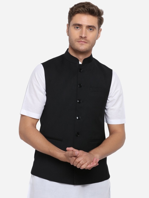 

MODI JACKET Men Black Solid Nehru Jacket