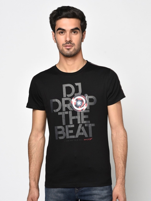 

Octave Men Black Printed Round Neck T-shirt
