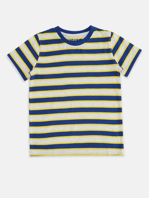 

Pantaloons Junior Boys Blue & Grey Melange Striped Round Neck T-shirt