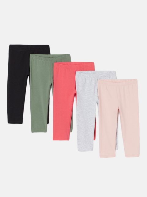 

H&M Girls Solid 5-Pack Cotton Leggings, Grey