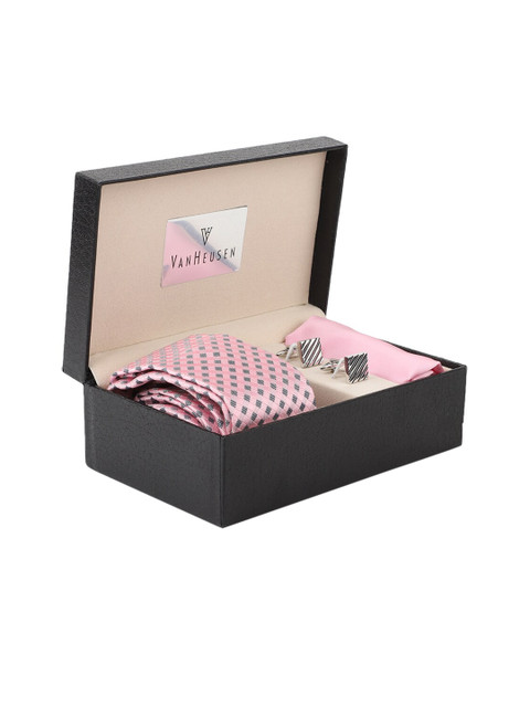 

Van Heusen Men Pink & Grey Printed Accessory Gift Set