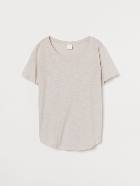 

H&M Women Pink Solid Modal Blend T-shirt
