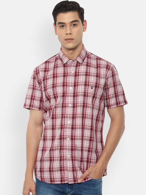 

Louis Philippe Jeans Men Pink & White Slim Fit Checked Casual Shirt