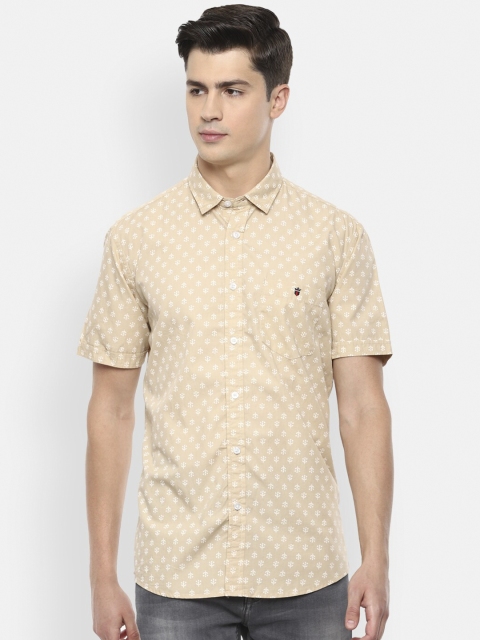 

Louis Philippe Jeans Men Beige & White Slim Fit Printed Casual Shirt