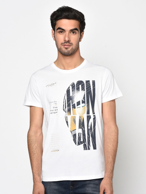 

Octave Men White & Charcoal Grey Iron Man Printed Round Neck T-shirt