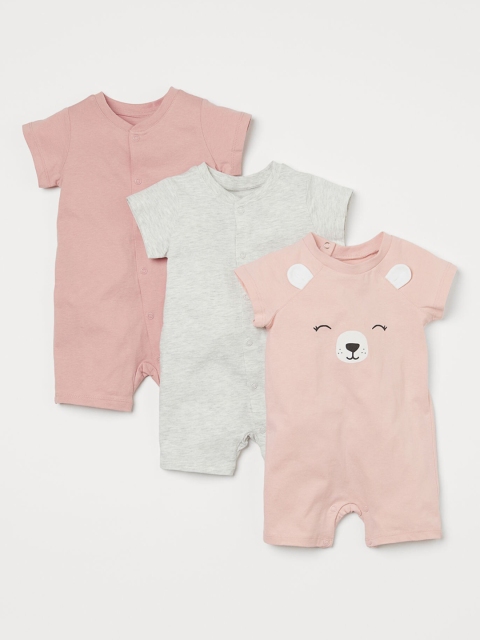 

H&M Kids Pink & Grey Solid 3-Pack Cotton Pyjamas