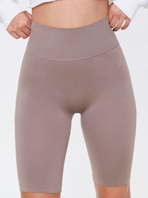 

FOREVER 21 Women Brown Solid Regular Fit Sports Shorts
