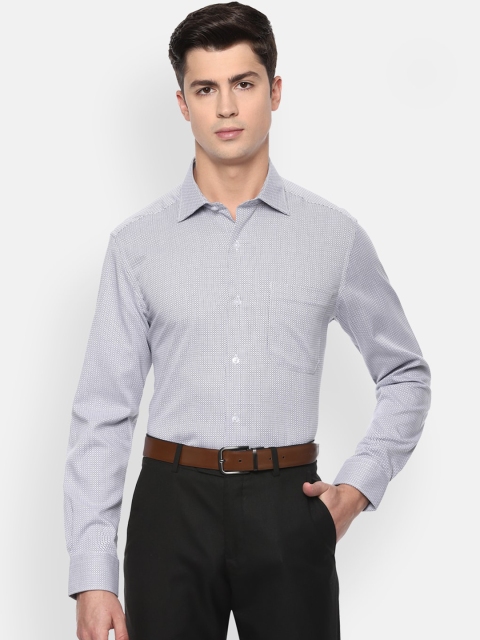 

Louis Philippe Men White & Black Regular Fit Self Design Cotton Formal Shirt
