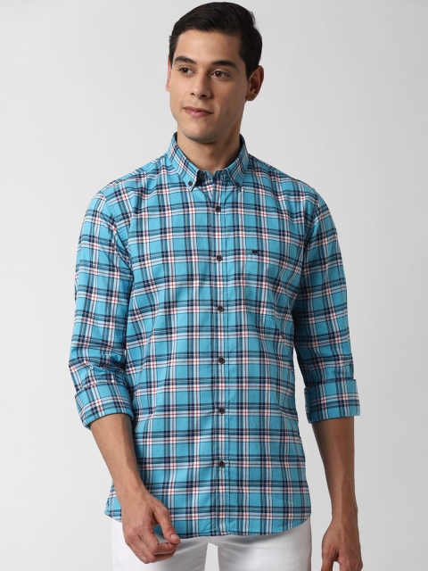 

Peter England Casuals Men Blue & Black Slim Fit Checked Casual Shirt