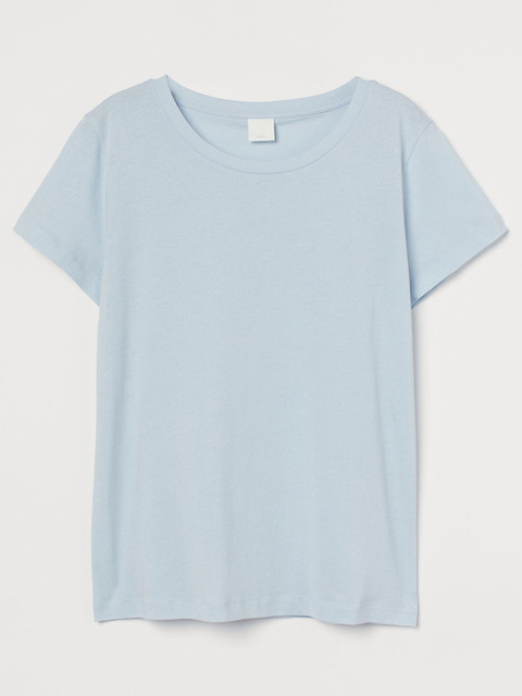 

H&M Women Blue Solid Cotton T-shirt