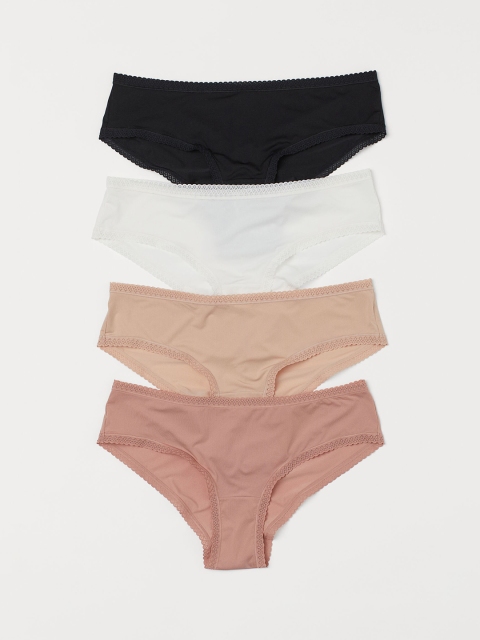 

H&M Women 4 Pack Microfibre Hipsters 0782734009, White