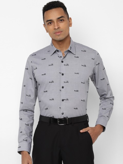 

SIMON CARTER LONDON Men Grey & Black Regular Fit Printed Formal Shirt