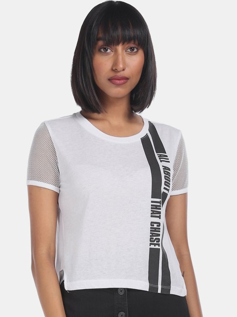

Aeropostale White Placement Print Regular Crop Top