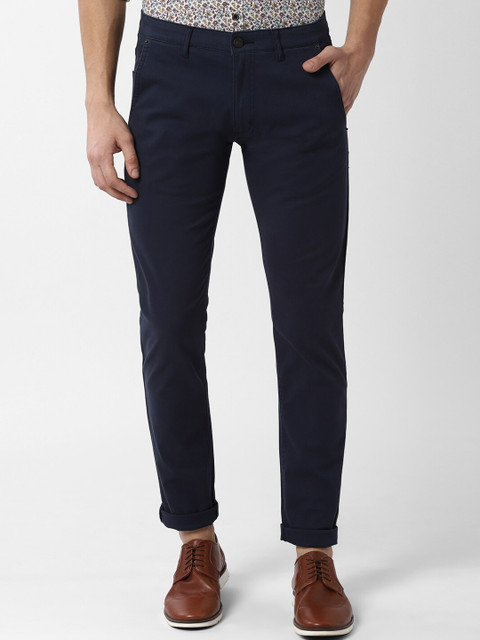 

Peter England Casuals Men Navy Blue Skinny Fit Solid Regular Trousers