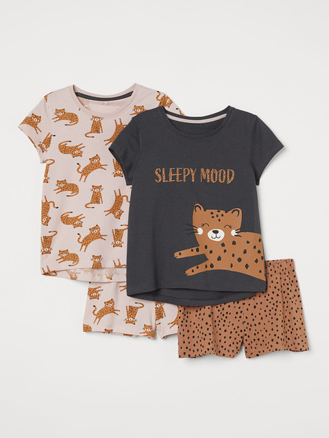 

H&M Girls Grey & Pink Printed 2 Pack Jersey Pyjamas