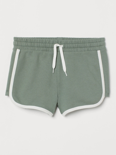 H&M Girls Green Solid Sweatshirt Shorts