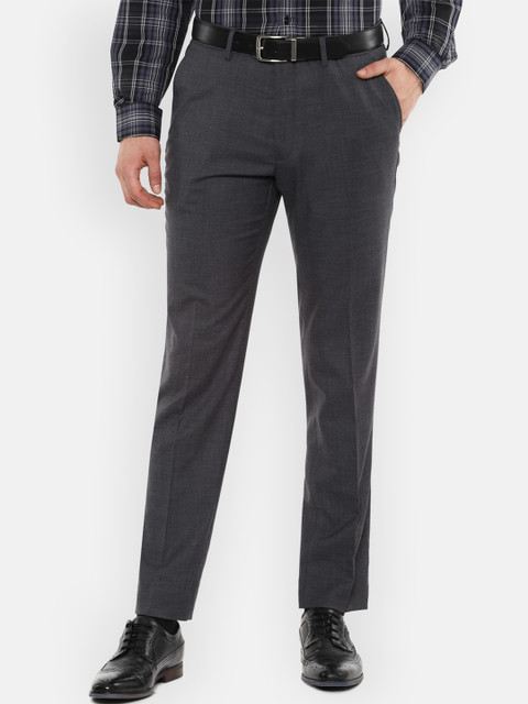 

Van Heusen Men Grey Slim Fit Solid Formal Trousers