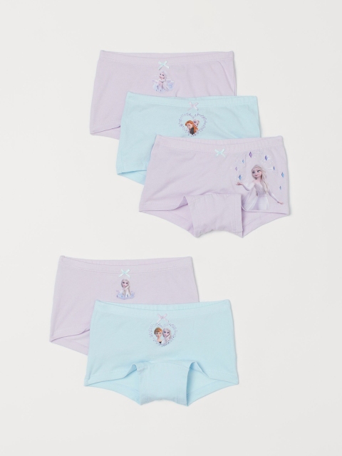 

H&M Girls Multicoloured Printed 5-Pack Cotton Boxer Briefs 0783893019, Multi
