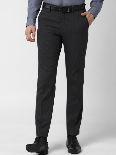 

Peter England Men Black Slim Fit Self Design Formal Trousers