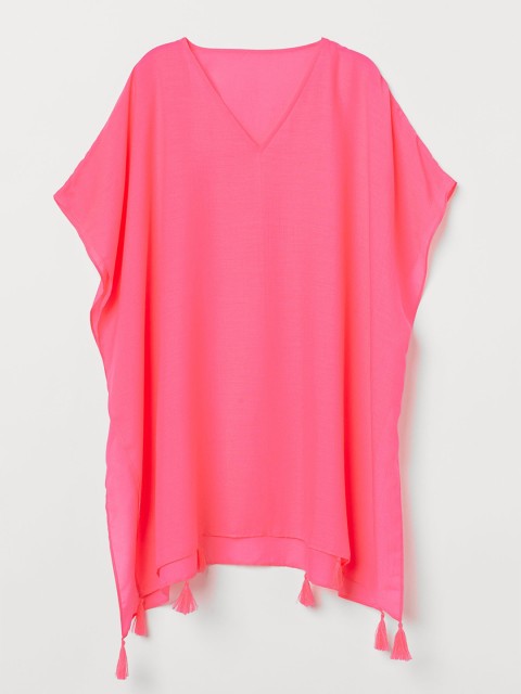 

H&M Girls Pink Solid Tassel-Trimmed Poncho
