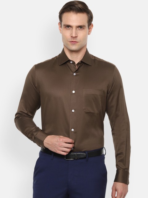 

Louis Philippe Men Brown Regular Fit Self Checked Cotton Formal Shirt