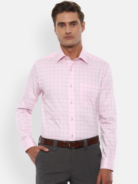 

Louis Philippe Men Pink & Black Regular Fit Checked Cotton Formal Shirt