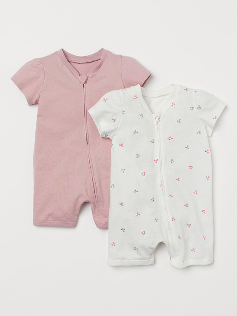 

H&M Kids White & Pink 2-Pack Zip-Up Pyjamas