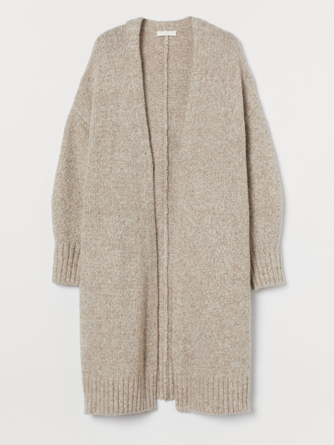 

H&M Women Beige Solid Long Cardigan