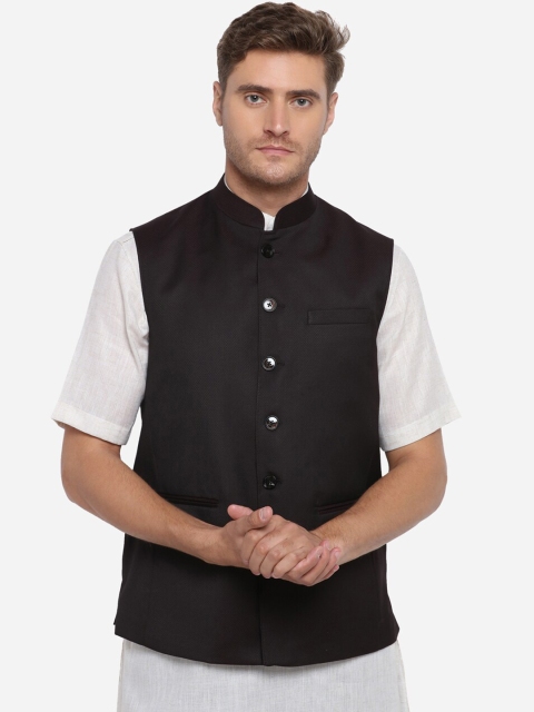 

MODI JACKET Men Coffee Brown Woven Design Nehru Jacket