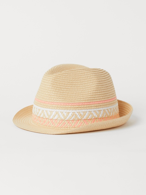 

H&M Girls Beige Solid Fedora-Style Straw Hat