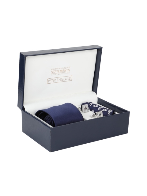 

Peter England Men Navy Blue & White Accessory Gift Set