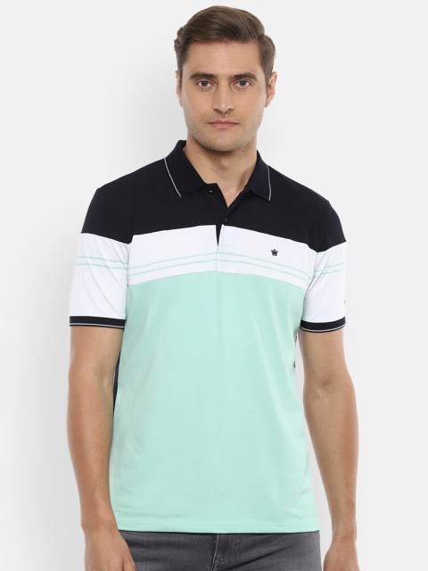 

Louis Philippe Men Blue Colourblocked Polo Collar T-shirt