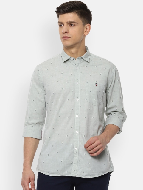 

Louis Philippe Jeans Men Grey & White Slim Fit Printed Casual Shirt