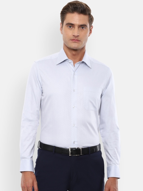 

Louis Philippe Men Blue Regular Fit Self Design Cotton Formal Shirt