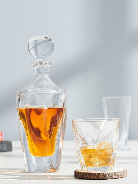 

Pure Home and Living Transparent Handcrafted Clear Barley Glass Decanter