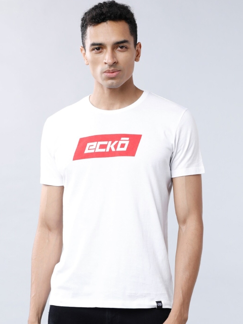 

Ecko Unltd Men White & Red Pure Cotton Printed Round Neck T-shirt