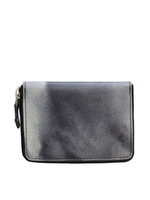 

ABYS Unisex White & Black Textured Zip Around Wallet